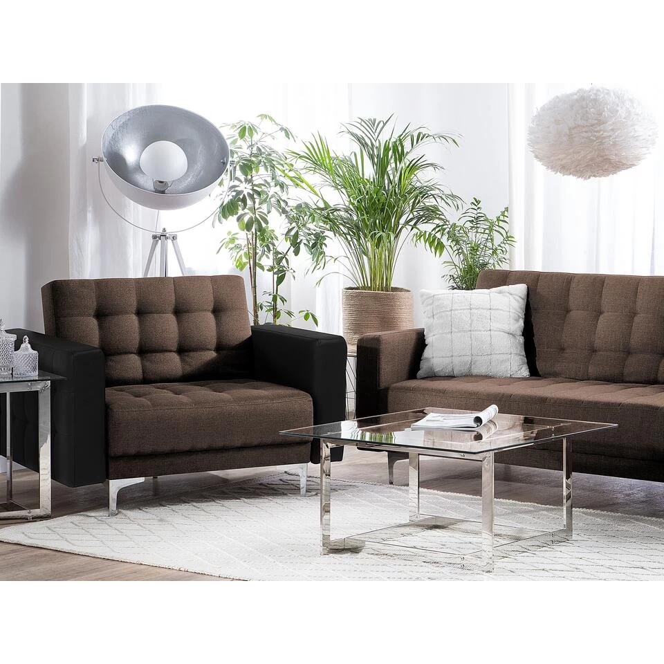 Beliani Fauteuil ABERDEEN - Bruin Polyester 4 Beliani Fauteuil ABERDEEN - Bruin Polyester - Afbeelding 2