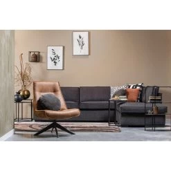 WOOOD Draaifauteuil Skyler - Kunstleer - Cognac - 94x67x85 -Fauteuilwinkel 1000013720 0103