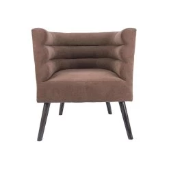 Leitmotiv Stoel Explicit - Suede Look Chocolade Bruin - 74x71x74cm -Fauteuilwinkel 1000023396 0101