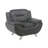 Beliani Fauteuil LEIRA - Grijs Kunstleer -Fauteuilwinkel 1000027698