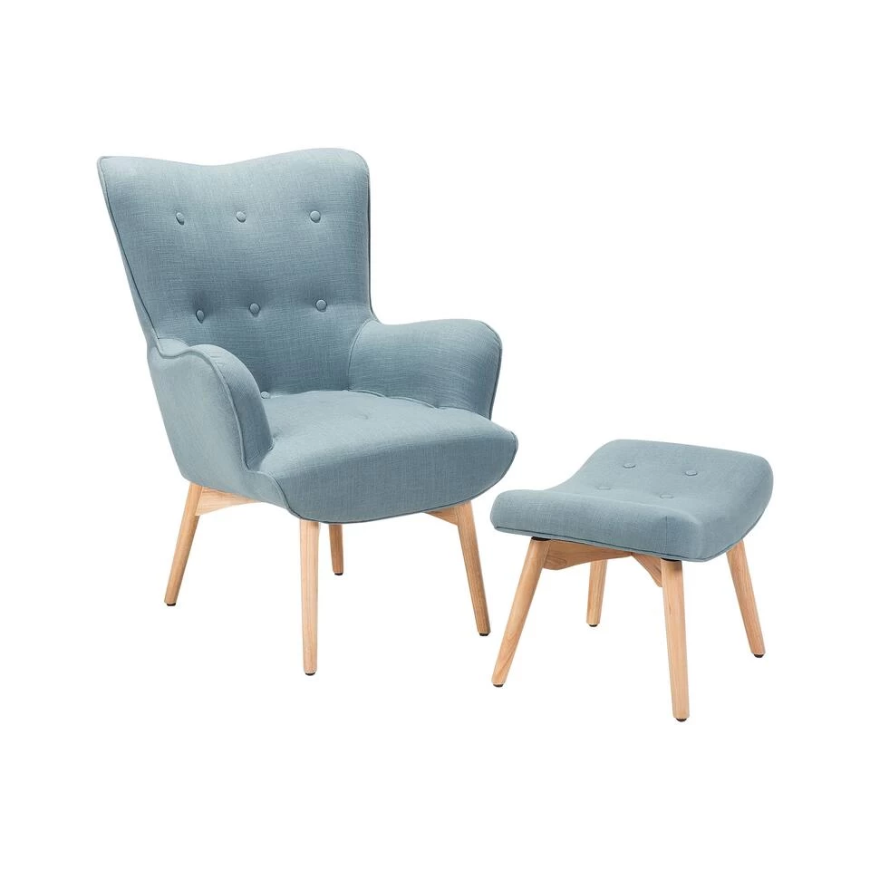 Beliani Fauteuil VEJLE - Blauw Polyester 3 Beliani Fauteuil VEJLE - Blauw Polyester