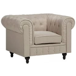Beliani Fauteuil CHESTERFIELD - Beige Polyester