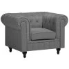 Beliani Fauteuil CHESTERFIELD - Grijs Polyester 2 Beliani Fauteuil CHESTERFIELD - Grijs Polyester -Fauteuilwinkel 1000027757
