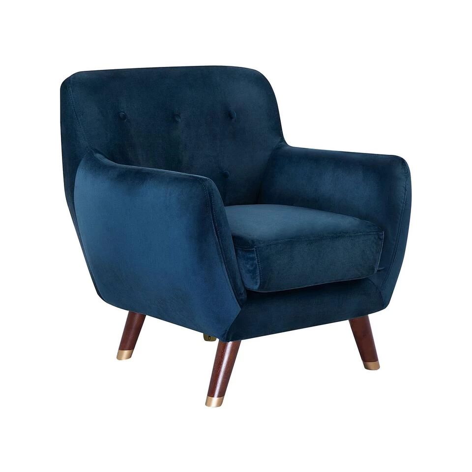 Beliani Fauteuil BODO - Blauw Fluweel 3 Beliani Fauteuil BODO - Blauw Fluweel