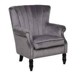 Beliani Fauteuil SVEDALA - Grijs Fluweel