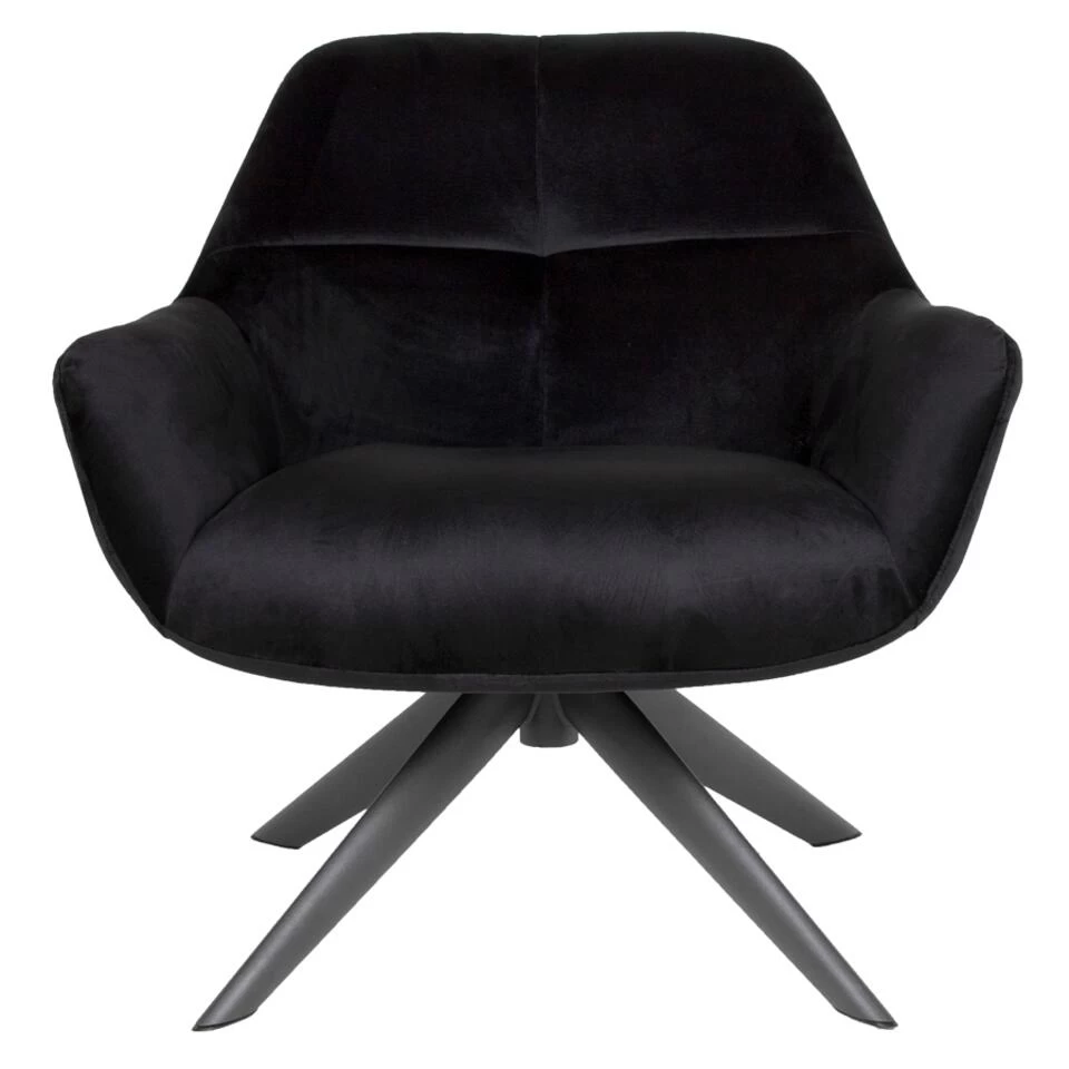 Giga Meubel Velvet Fauteuil Zwart - 78x75x78cm - Metaal - Shannon 3 Giga Meubel Velvet Fauteuil Zwart - 78x75x78cm - Metaal - Shannon