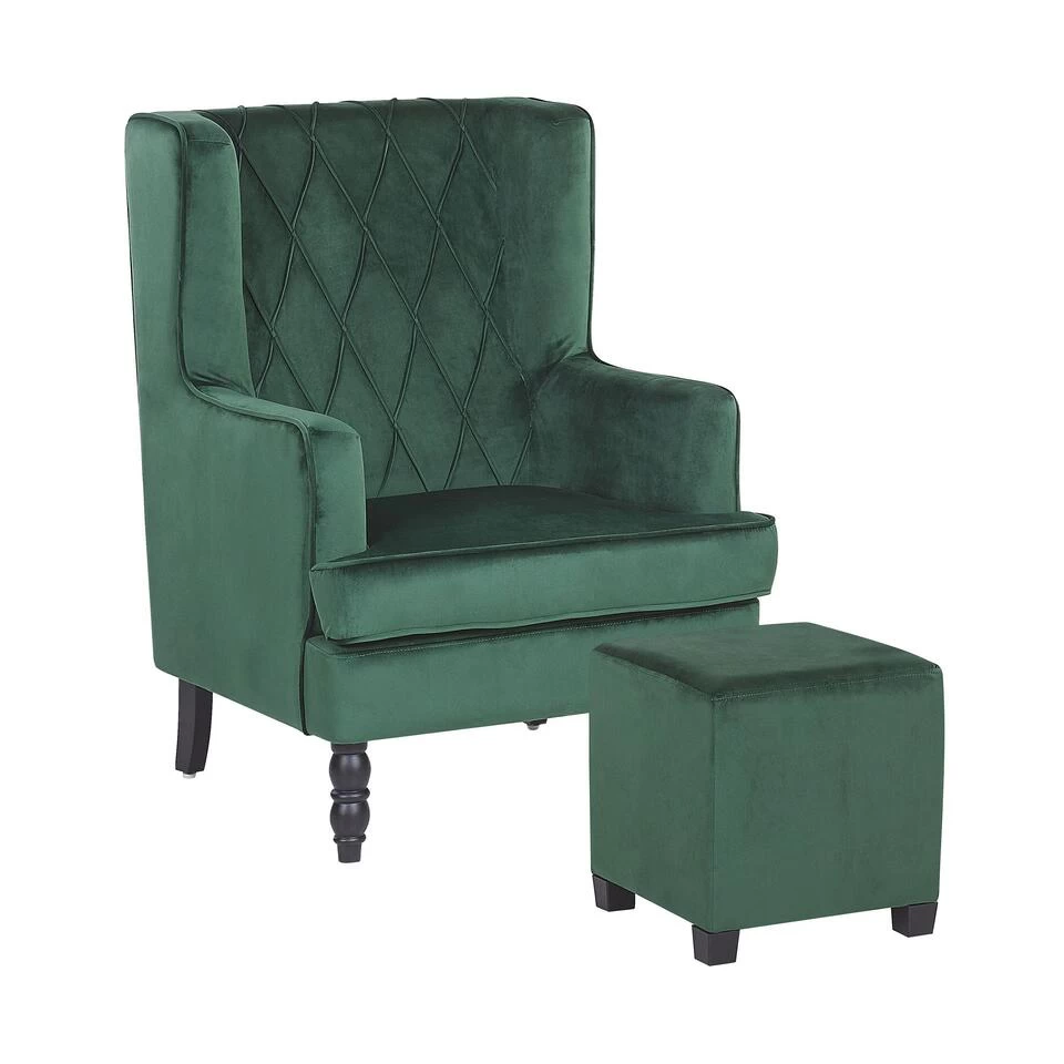 Beliani Fauteuil SANDSET - Groen Fluweel 3 Beliani Fauteuil SANDSET - Groen Fluweel
