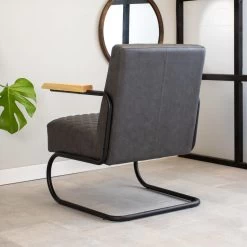 Industriële Fauteuil Lars Antraciet - Kunstleder - Zwart -Fauteuilwinkel 1000041968 0103