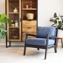 Industriële Fauteuil Morris Stof Blauw - Stof - Blauw -Fauteuilwinkel 1000041981 0101
