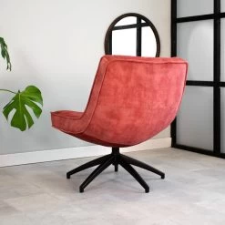 Fauteuil Draaibaar Tommy Velvet Roze - Stof - Roze -Fauteuilwinkel 1000041991 0103