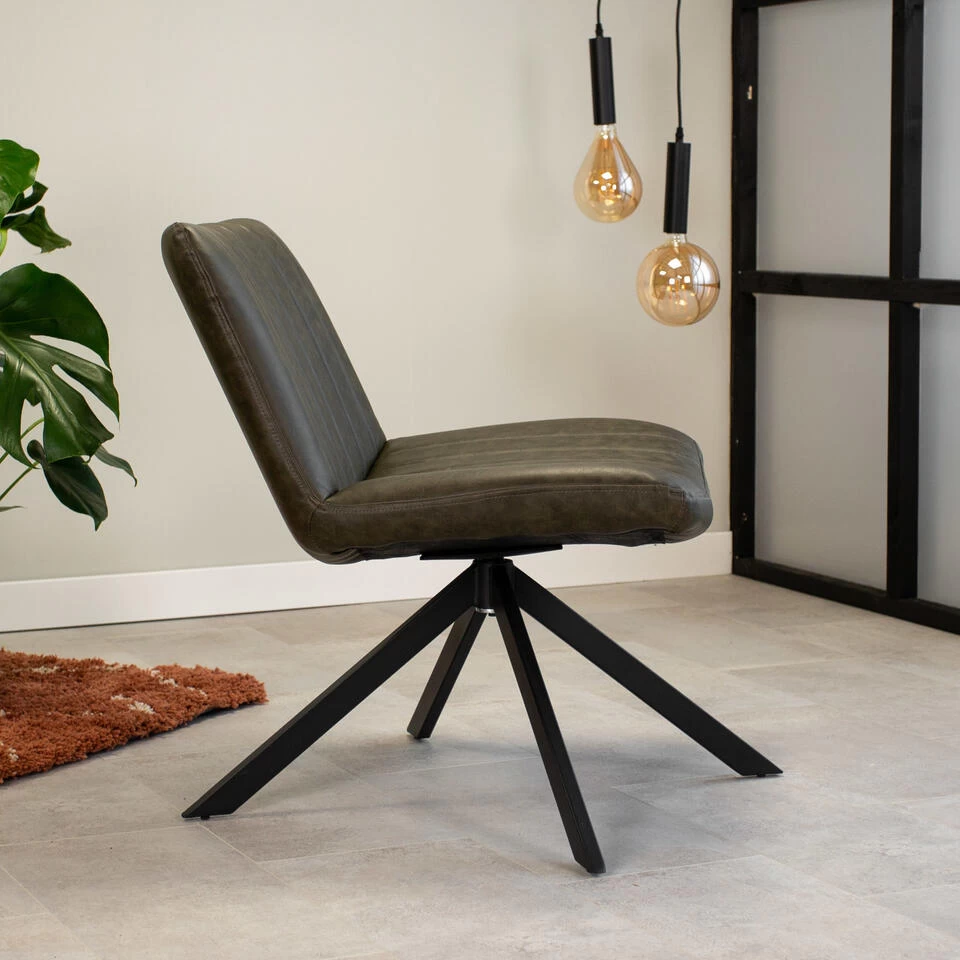 Draaibare Fauteuil Industrieel Leon Groen - Kunstleder - Groen 4 Draaibare Fauteuil Industrieel Leon Groen - Kunstleder - Groen - Afbeelding 2