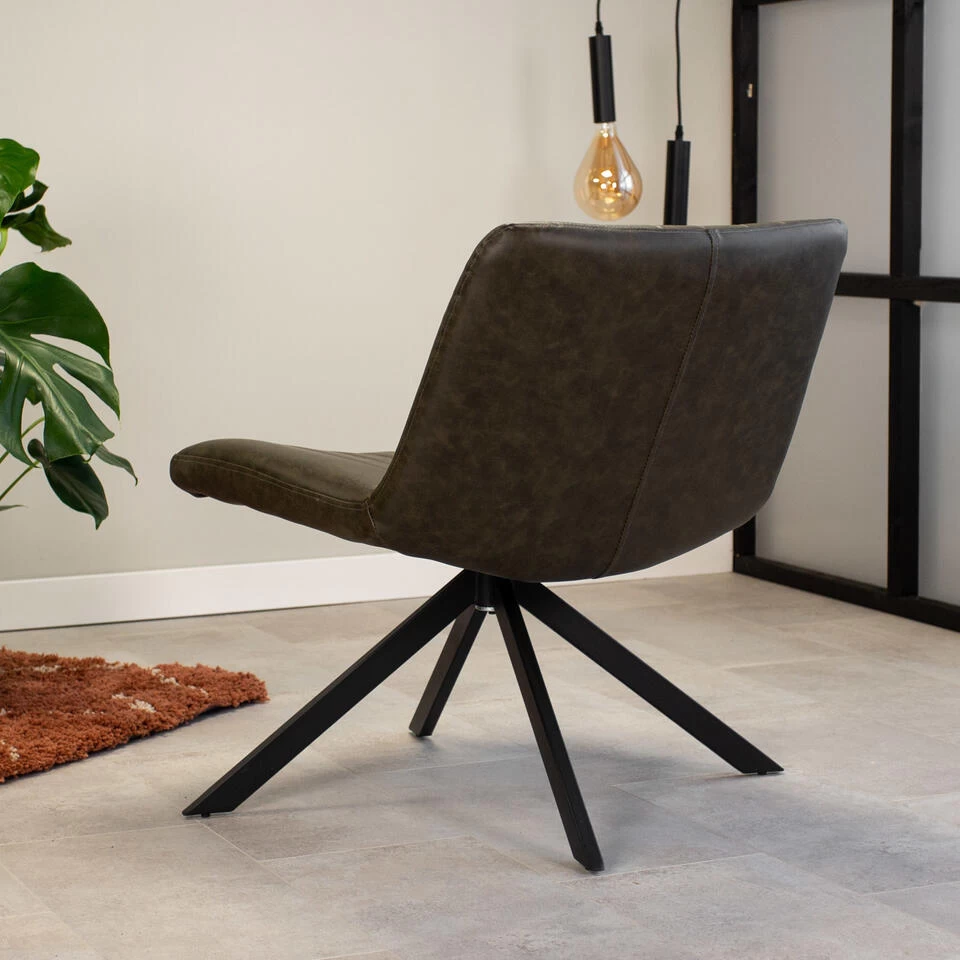 Draaibare Fauteuil Industrieel Leon Groen - Kunstleder - Groen 5 Draaibare Fauteuil Industrieel Leon Groen - Kunstleder - Groen - Afbeelding 3