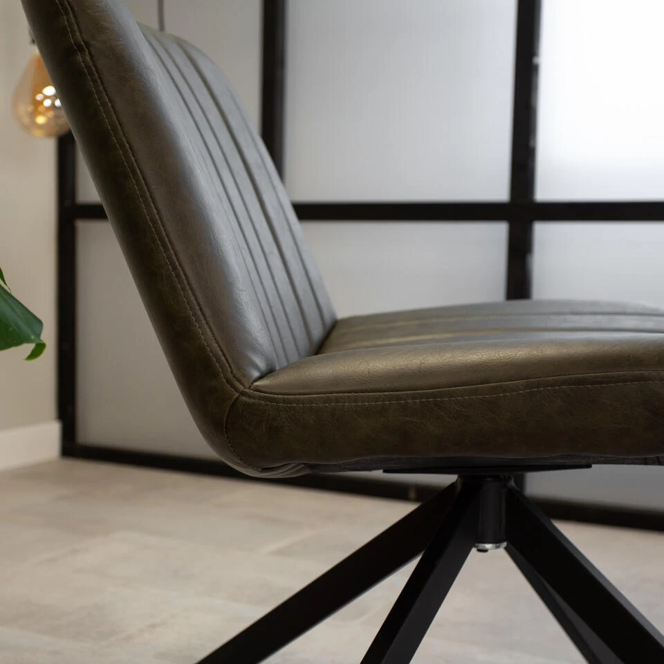 Draaibare Fauteuil Industrieel Leon Groen - Kunstleder - Groen 6 Draaibare Fauteuil Industrieel Leon Groen - Kunstleder - Groen - Afbeelding 4