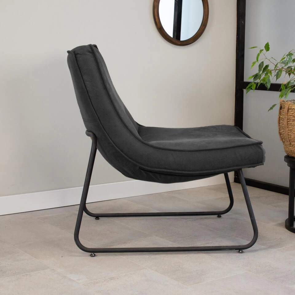 Industriële Fauteuil Antraciet Lowen Eco Leer - Leder - Grijs 4 Industriële Fauteuil Antraciet Lowen Eco Leer - Leder - Grijs - Afbeelding 2