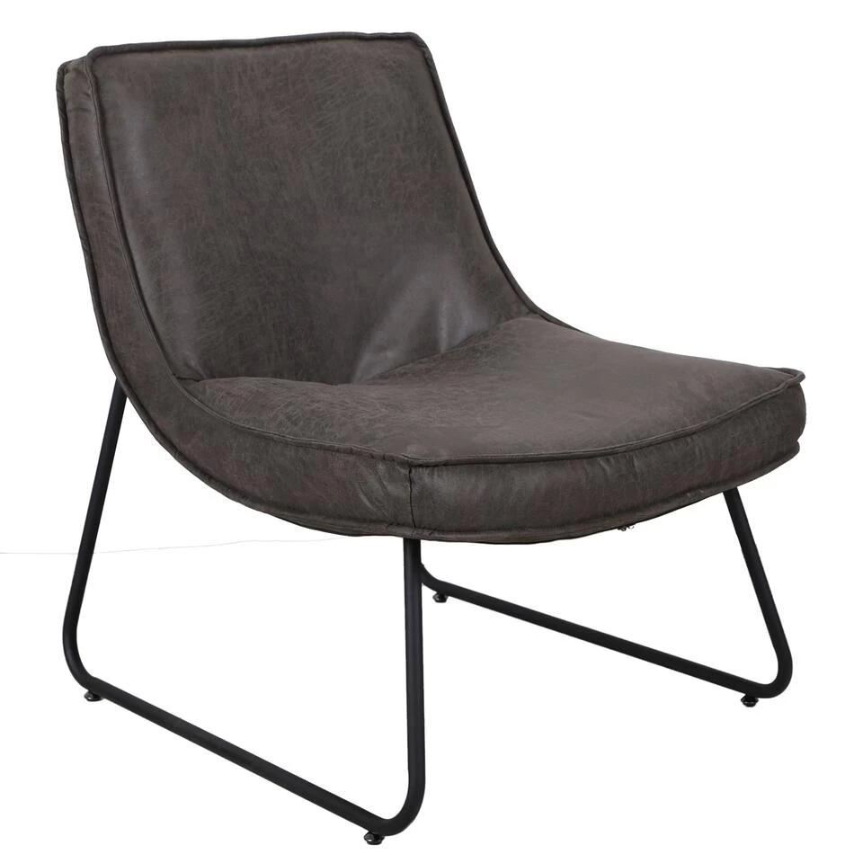 Industriële Fauteuil Antraciet Lowen Eco Leer - Leder - Grijs 3 Industriële Fauteuil Antraciet Lowen Eco Leer - Leder - Grijs