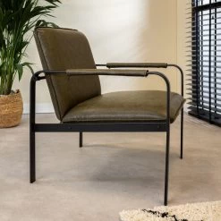 Industriële Fauteuil Mitch Groen - Kunstleder - Groen -Fauteuilwinkel 1000042020 0101