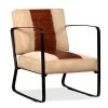 VidaXL Loungestoel Echt Geitenleer En Canvas Bruin 1 VidaXL Loungestoel Echt Geitenleer En Canvas Bruin -Fauteuilwinkel 1000043950