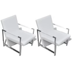 VidaXL Fauteuils 2 St Met Chroom Frame Kunstleer Wit