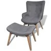 VidaXL Fauteuil Met Voetenbankje Grijs Stof -Fauteuilwinkel 1000043975