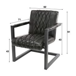 Giga Meubel Fauteuil Pu-Leer Zwart - 62x71x81cm - Stalen Onderstel -Fauteuilwinkel 1000044348 0102