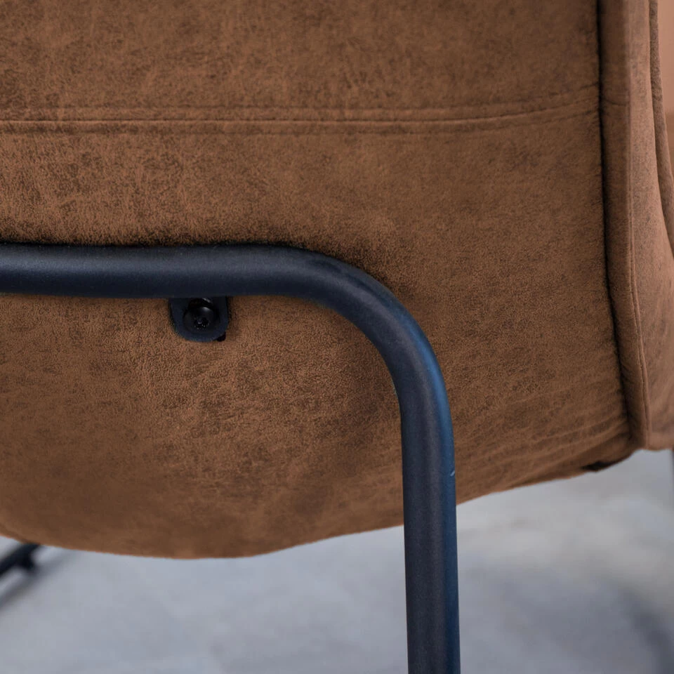 Industriële Fauteuil Cognac Lowen Eco Leer - Leder - Bruin 5 Industriële Fauteuil Cognac Lowen Eco Leer - Leder - Bruin - Afbeelding 3