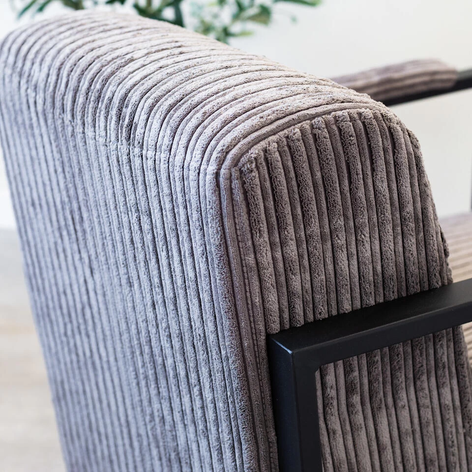 Moderne Fauteuil Madeline Ribstof Antraciet - Stof - Grijs 6 Moderne Fauteuil Madeline Ribstof Antraciet - Stof - Grijs - Afbeelding 4