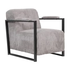 Moderne Fauteuil Madeline Ribstof Antraciet - Stof - Grijs