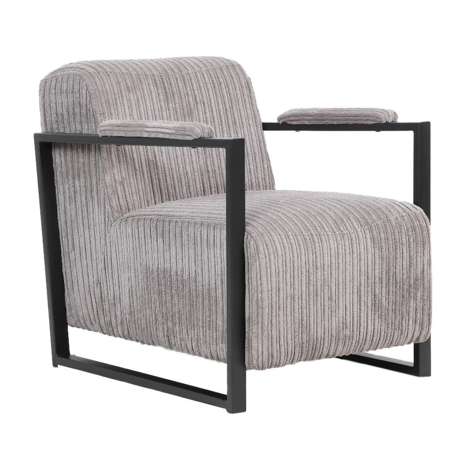 Moderne Fauteuil Madeline Ribstof Antraciet - Stof - Grijs 3 Moderne Fauteuil Madeline Ribstof Antraciet - Stof - Grijs