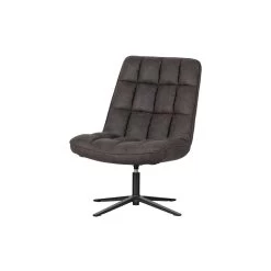 WOOOD Dirkje Draaifauteuil - Leerlook - Zwart - 101x70x85 -Fauteuilwinkel 1000052486 0103