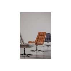 WOOOD Dirkje Draaifauteuil - Leerlook - Cognac - 101x70x85 -Fauteuilwinkel 1000052487 0102