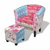 VidaXL Fauteuil Met Voetenbankje Patchwork Ontwerp Stof 2 VidaXL Fauteuil Met Voetenbankje Patchwork Ontwerp Stof -Fauteuilwinkel 1000059173