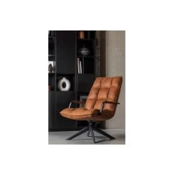 WOOOD Jouke Draaifauteuil Met Armleuning - Kunstleer - Cognac - 96x70x85 -Fauteuilwinkel 1000062312 0102