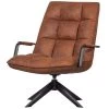 WOOOD Jouke Draaifauteuil Met Armleuning - Kunstleer - Cognac - 96x70x85 -Fauteuilwinkel 1000062312