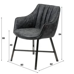 Giga Meubel Eetkamerfauteuil Zwart - PU-Leer - RVS Onderstel -Fauteuilwinkel 1000065947 0103