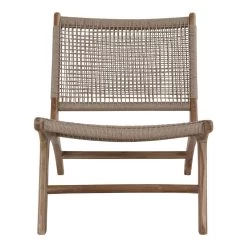 Giga Meubel Stoel Rotan Naturel - Zithoogte 40cm - Stoel Derby Teak -Fauteuilwinkel 1000069893 0102
