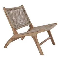 Giga Meubel Stoel Rotan Naturel - Zithoogte 40cm - Stoel Derby Teak -Fauteuilwinkel 1000069893 0103