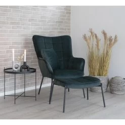Giga Meubel Stoel Velvet Groen/Zwart - Zithoogte 44,5cm - Stoel Glasgow -Fauteuilwinkel 1000069899 0101