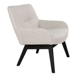 Giga Meubel Loungestoel Stof Zand/Zwart - Zithoogte 40cm -Fauteuilwinkel 1000069905 0102