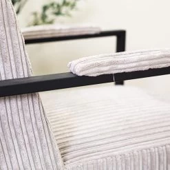 Moderne Fauteuil Madeline Ribstof Lichtgrijs - Stof - Grijs -Fauteuilwinkel 1000072637 0103