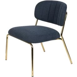 Puur Viken Fauteuil Donkerblauw/goud - Stof - Blauw -Fauteuilwinkel 1000074919 0101