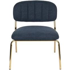 Puur Viken Fauteuil Donkerblauw/goud - Stof - Blauw -Fauteuilwinkel 1000074919 0102
