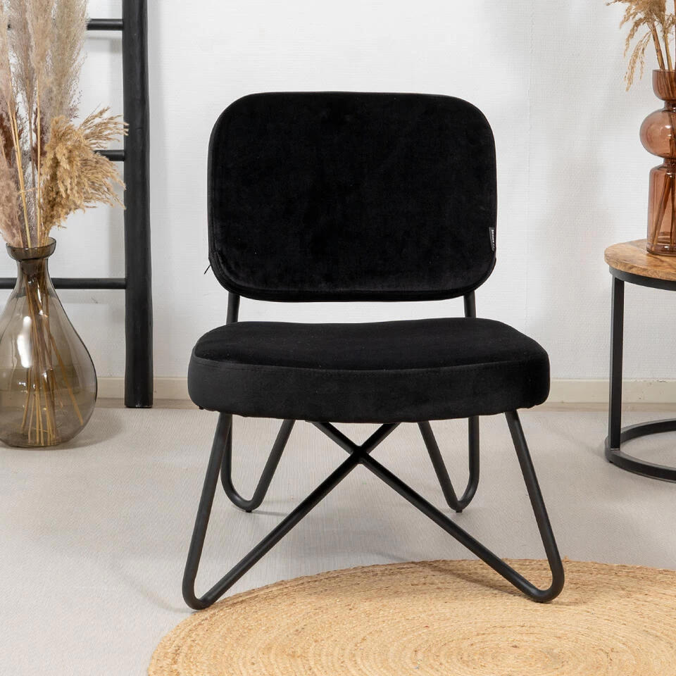 Velvet Fauteuil Jasmijn Zwart - Stof - Zwart 4 Velvet Fauteuil Jasmijn Zwart - Stof - Zwart - Afbeelding 2
