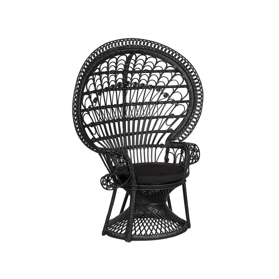 Beliani Fauteuil EMMANUELLE - Zwart Rotan 3 Beliani Fauteuil EMMANUELLE - Zwart Rotan