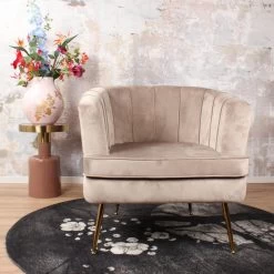 DS4U® Norah Fauteuil Velvet - Stof - Beige -Fauteuilwinkel 1000081202 0103