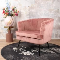 DS4U® Norah Fauteuil Velvet - Stof - Roze -Fauteuilwinkel 1000081203 0101