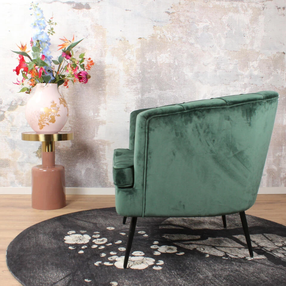 DS4U® Norah Fauteuil Velvet - Stof - Groen 6 DS4U® Norah Fauteuil Velvet - Stof - Groen - Afbeelding 4
