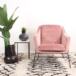 DS4U® Antonio Fauteuil Velvet - Stof - Roze -Fauteuilwinkel 1000082944 0102