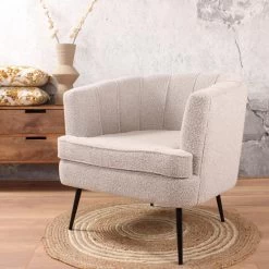 DS4U® Norah Fauteuil Bouclé - Stof - Taupe -Fauteuilwinkel 1000092815 0101