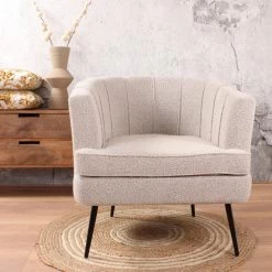 DS4U® Norah Fauteuil Bouclé - Stof - Taupe -Fauteuilwinkel 1000092815 0102