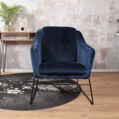 DS4U® Antonio Fauteuil Velvet - Stof - Blauw 8 DS4U® Antonio Fauteuil Velvet - Stof - Blauw -Fauteuilwinkel 1000093601 0102